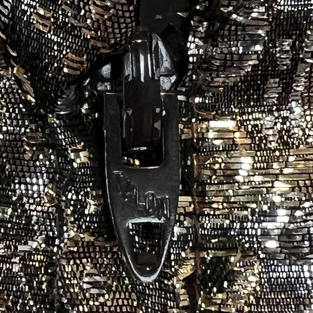 Vintage 70s Metallic Blouse by Suzette Young Californian Size 10 Silver Gold - Picture 9 of 10